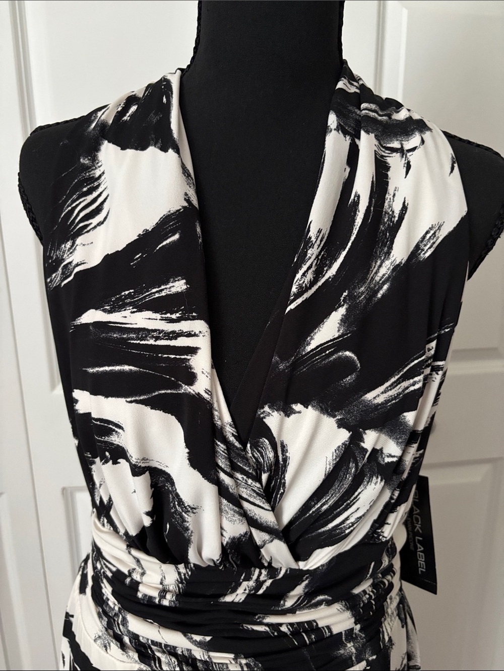 Black Label Black and White Halter Midi Dress - Picture 9 of 10